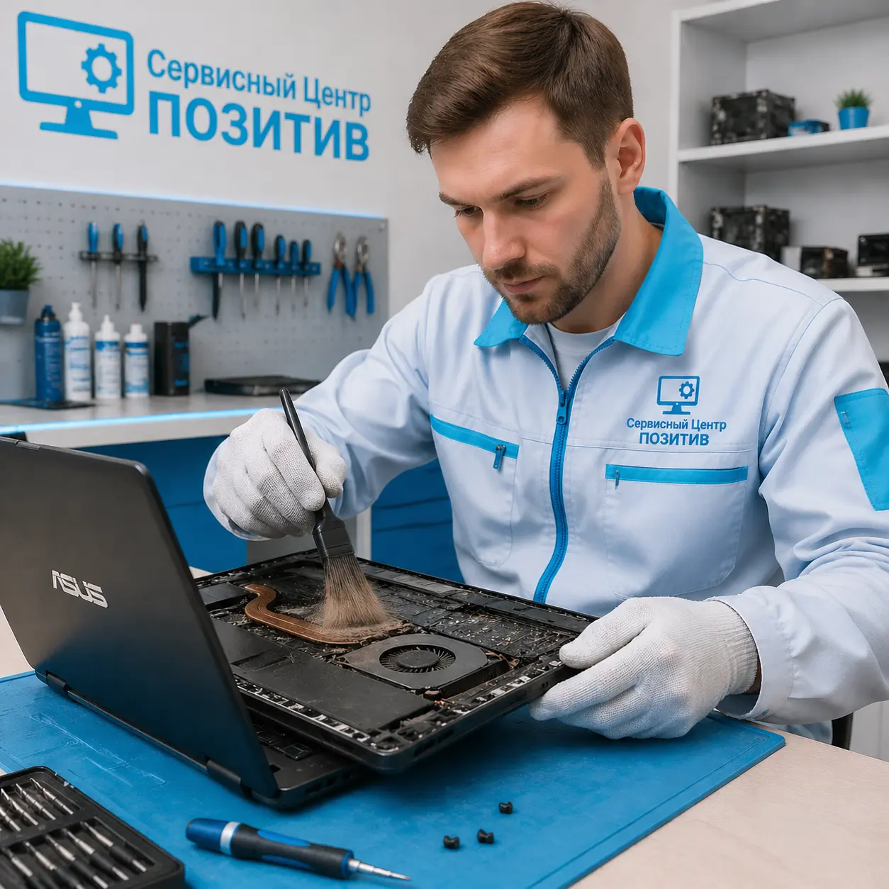 Чистка ноутбука Asus от пыли в Калининце | Замена термопасты