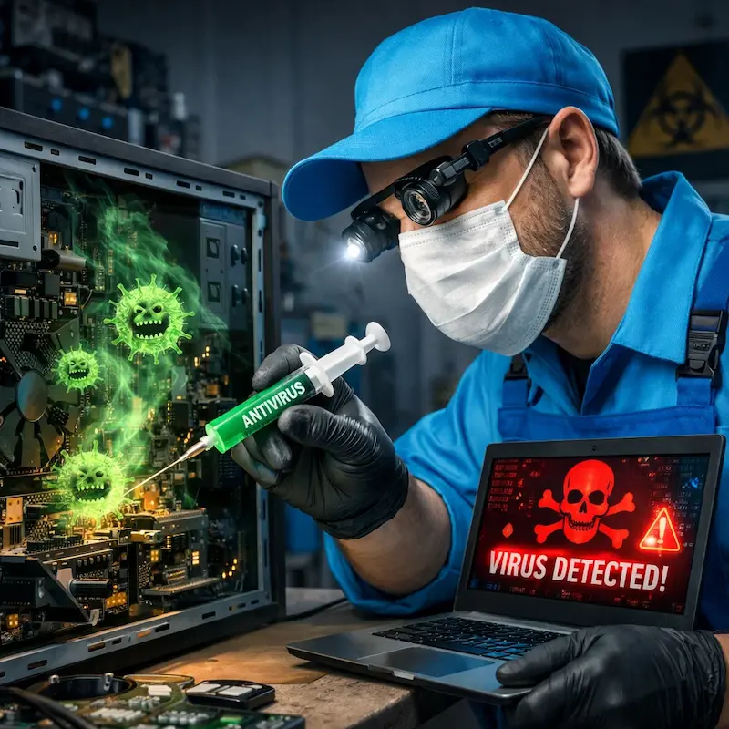 Лечение компьютера от вирусов в Калининце на дому